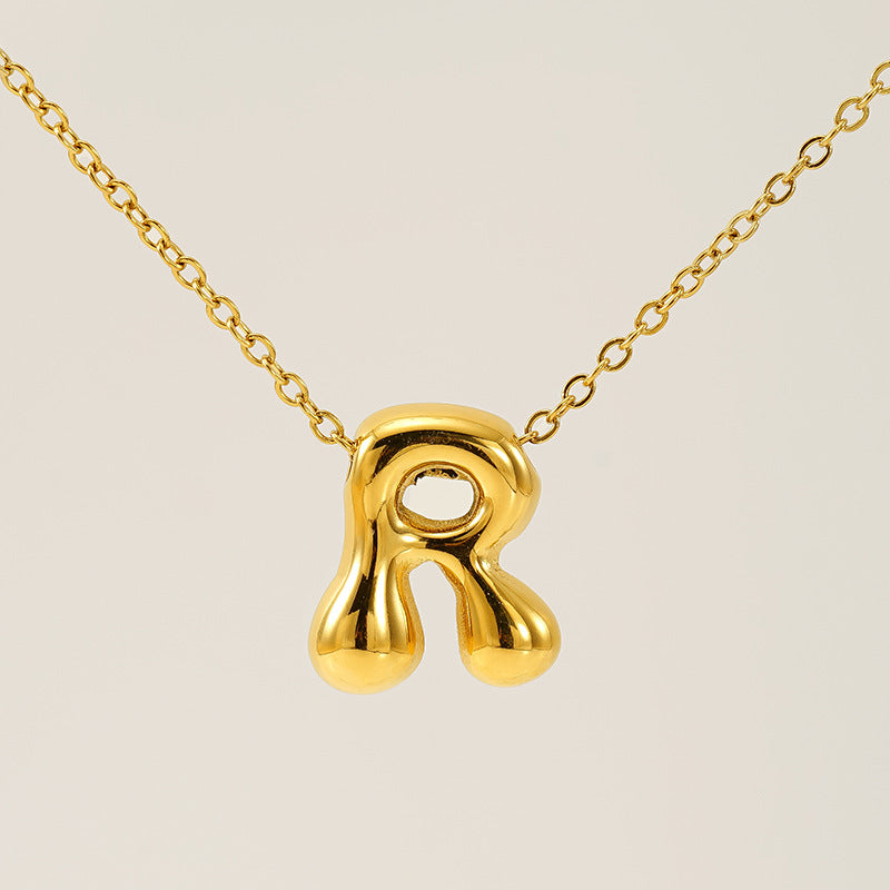 Wholesale Glossy bubble letter necklace for women 26 English letter pendants